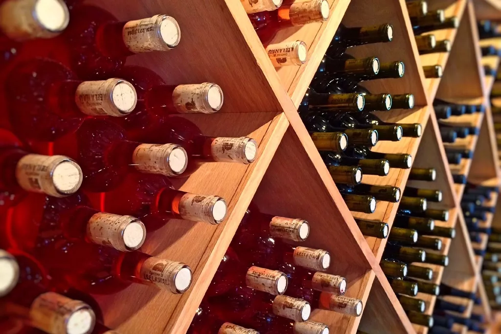 Bouteilles rangées dans un casier en bois